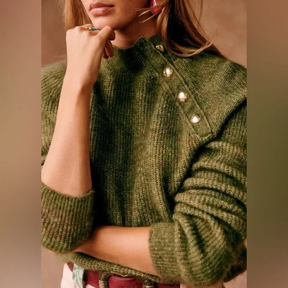 Sezane Trudy Jumper—Olive Green—Small - Picture 2 of 8